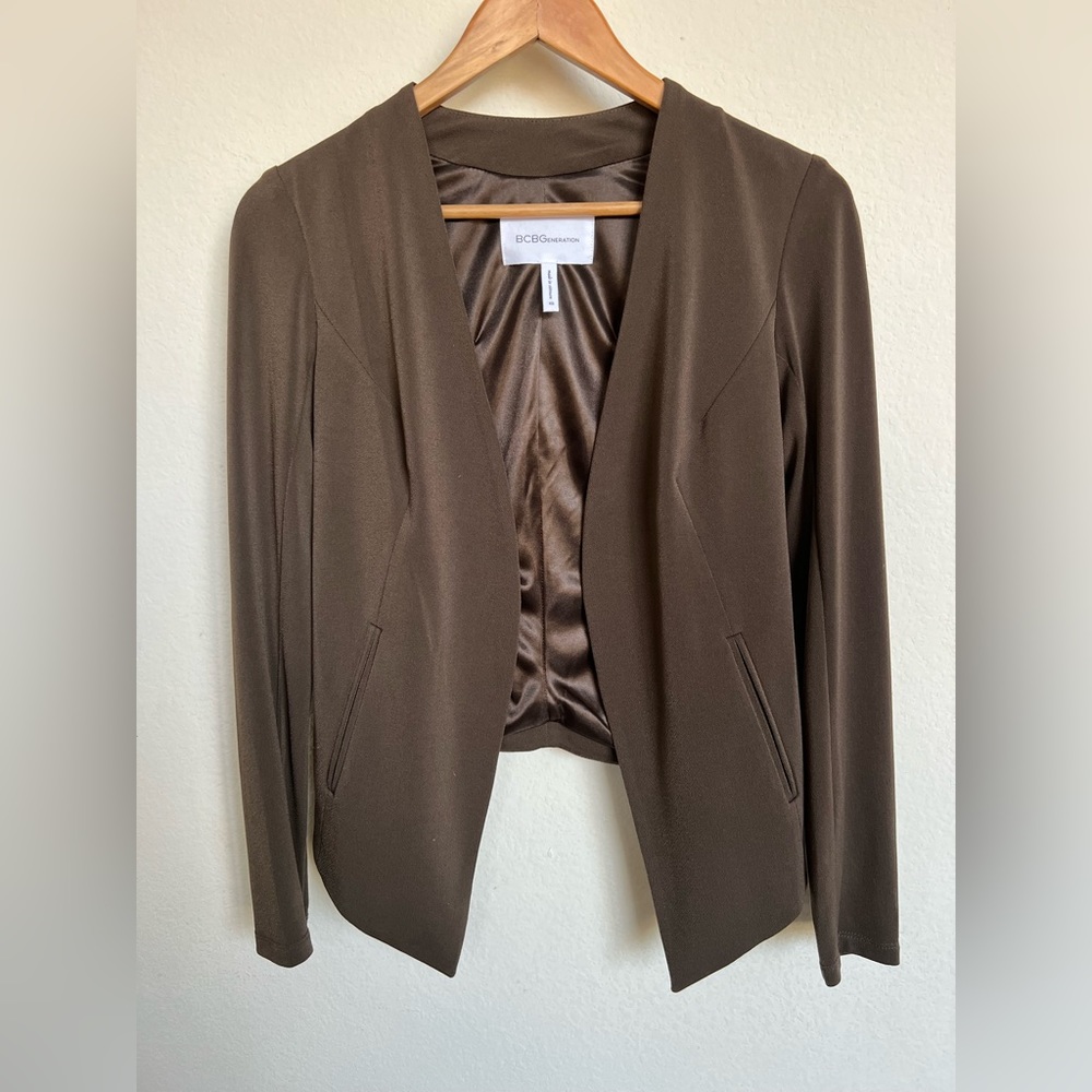 BCBGeneration Dark Brown Open Front Blazer